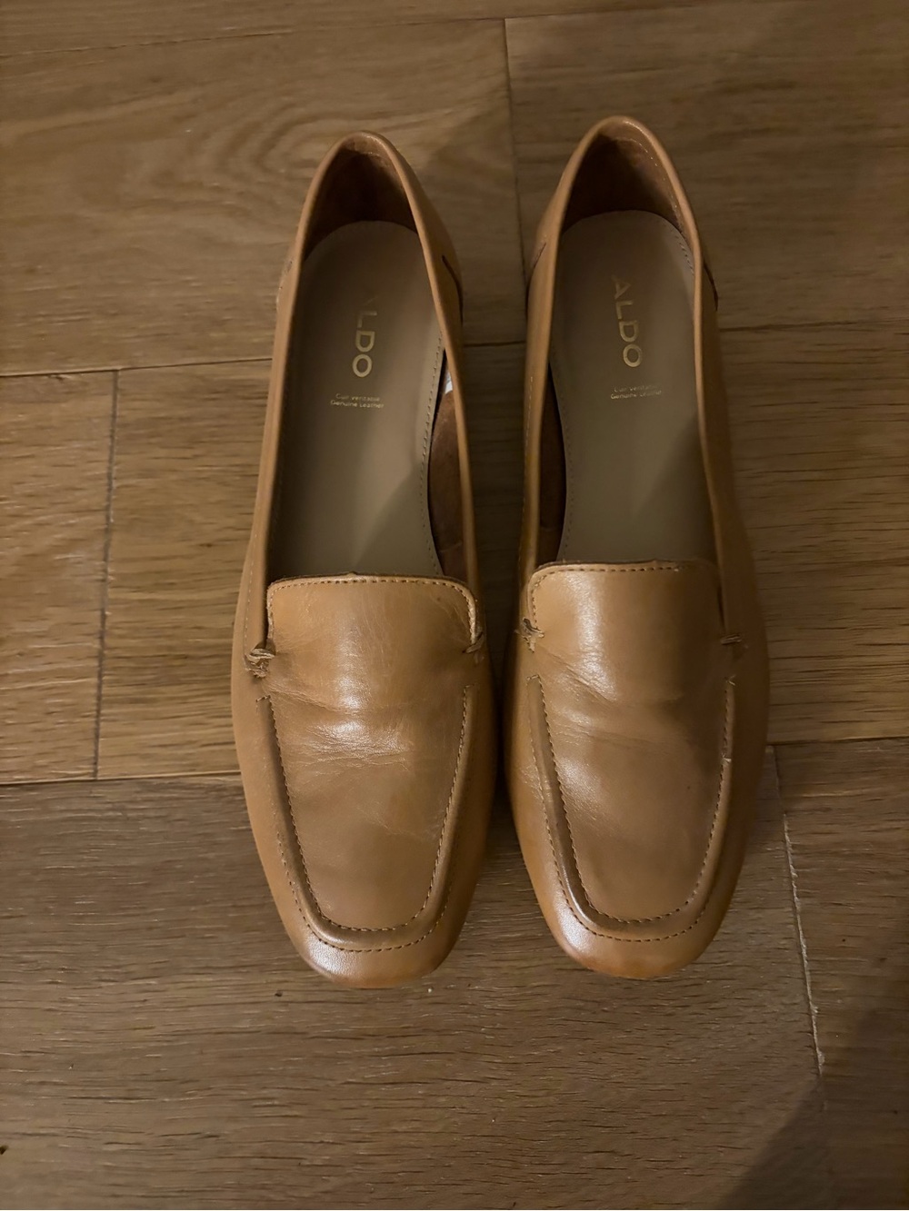 ALDO Women's Cognac Leather Slip-On Loafers